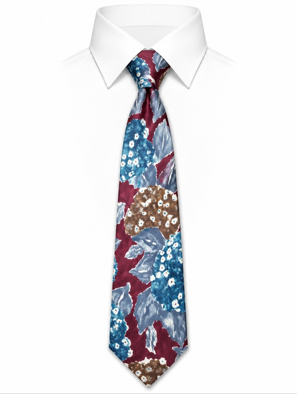 HALSTON III | Italy Silk Floral Hydrangea Designer Tie Made Italy |  58"